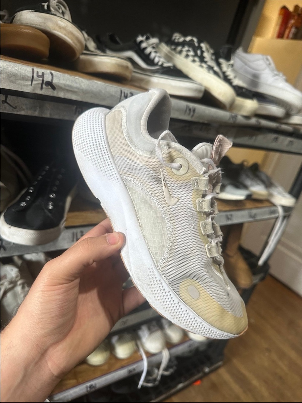 Nike Low-Top Mesh Sneaker in White and Cream